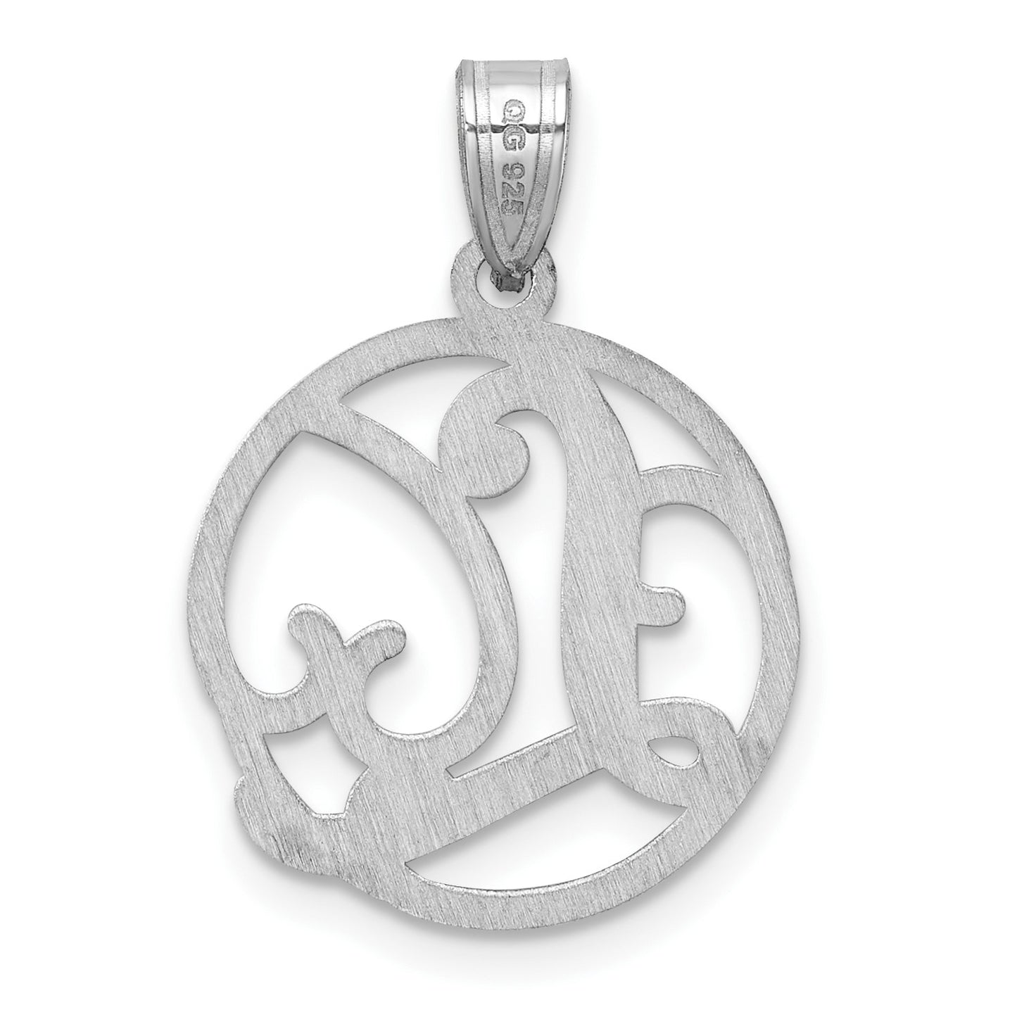 Small Sterling Silver Rhodium-plated Fancy Script Letter L Initial Pendant