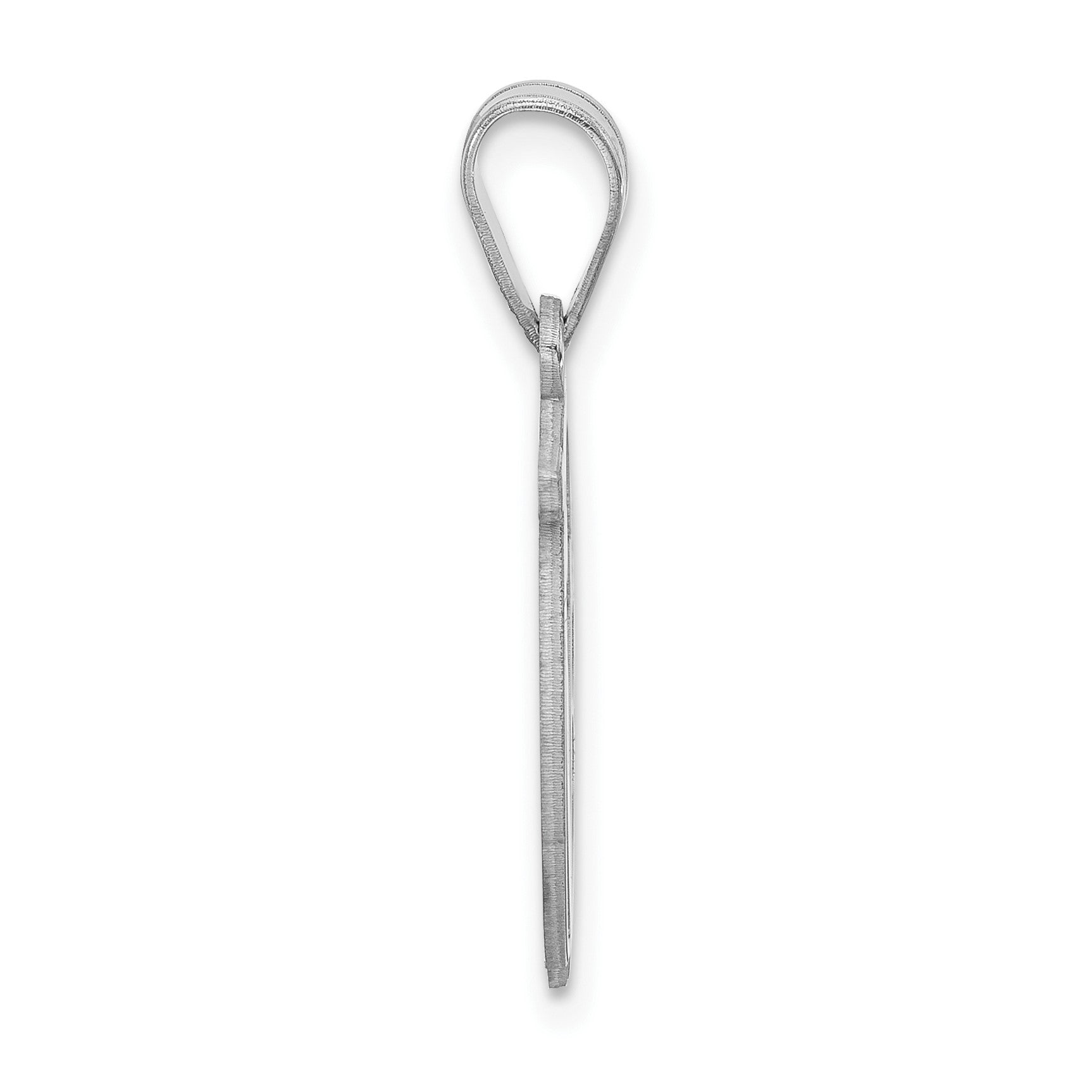 Small Sterling Silver Rhodium-plated Fancy Script Letter V Initial Pendant