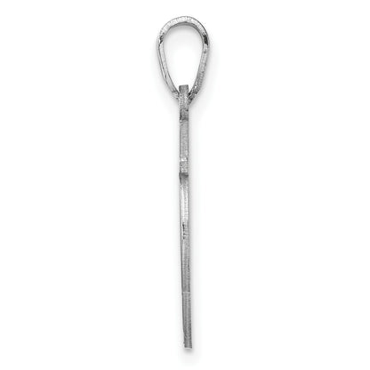 Small Sterling Silver Rhodium-plated Fancy Script Letter W Initial Pendant