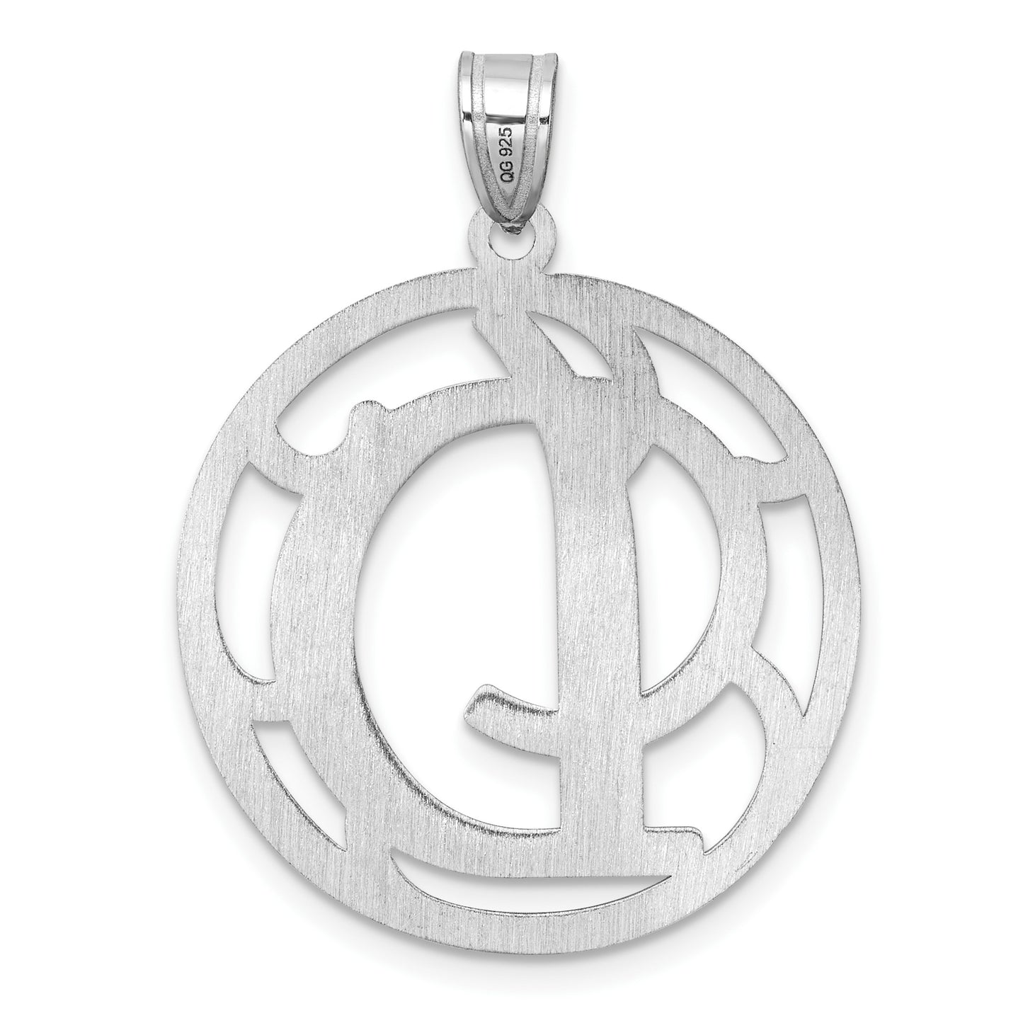 Large Sterling Silver Rhodium-plated Fancy Script Letter D Initial Pendant