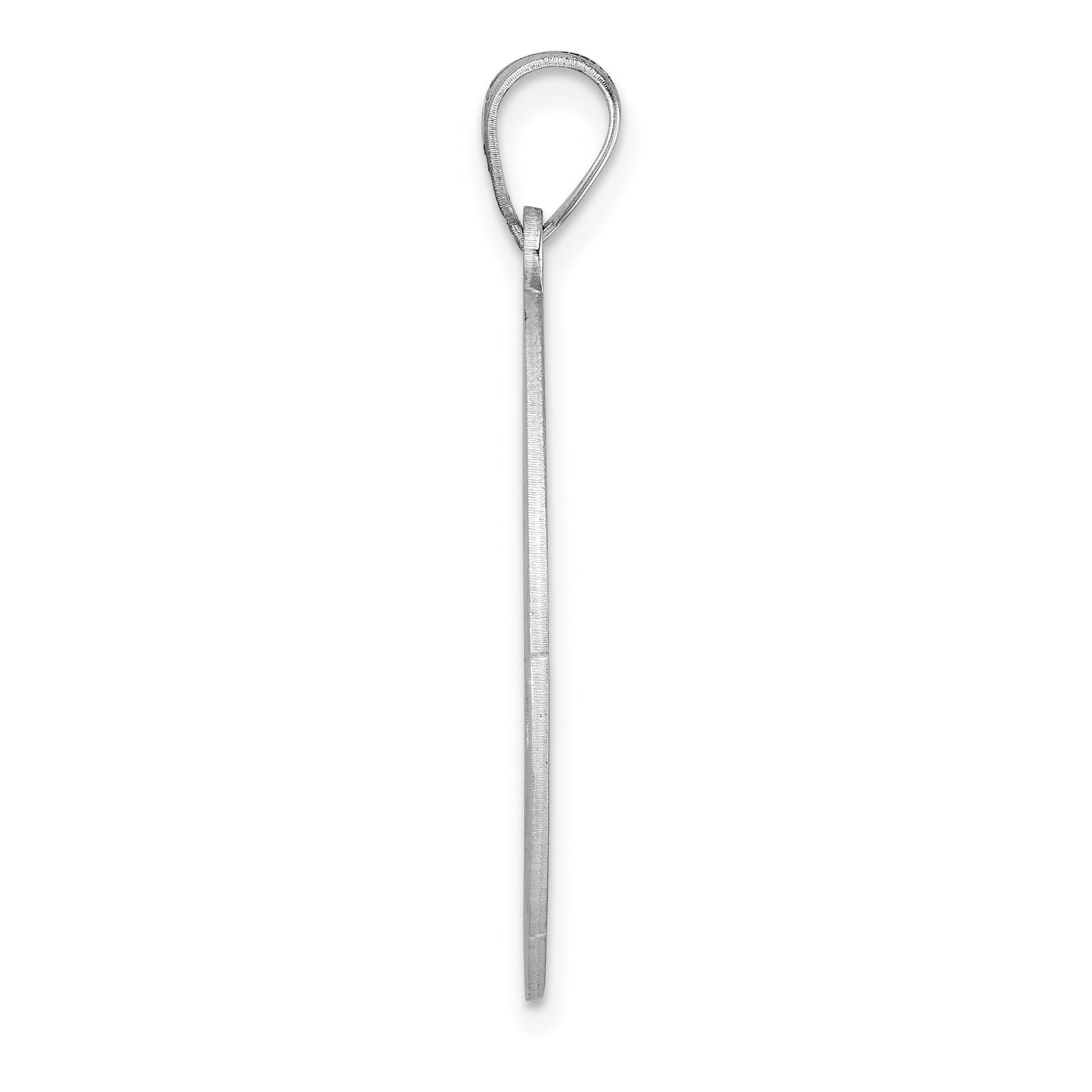 Large Sterling Silver Rhodium-plated Fancy Script Letter E Initial Pendant