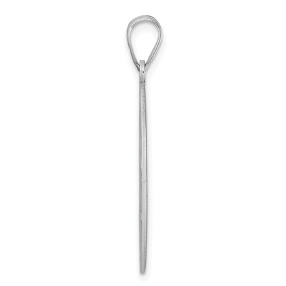 Large Sterling Silver Rhodium-plated Fancy Script Letter J Initial Pendant