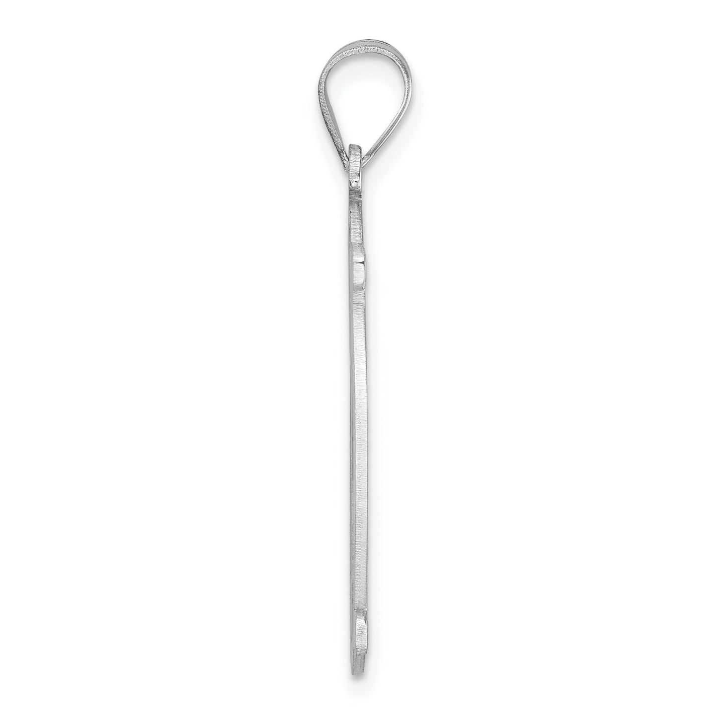 Large Sterling Silver Rhodium-plated Fancy Script Letter M Initial Pendant