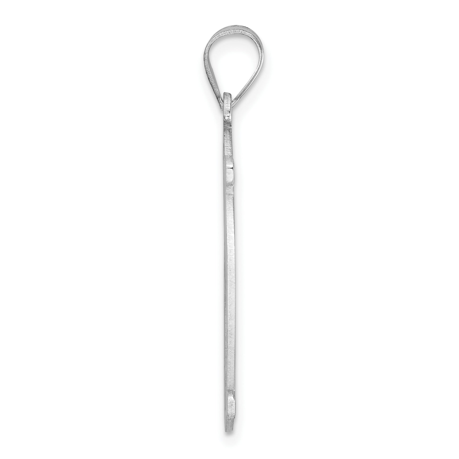 Large Sterling Silver Rhodium-plated Fancy Script Letter M Initial Pendant