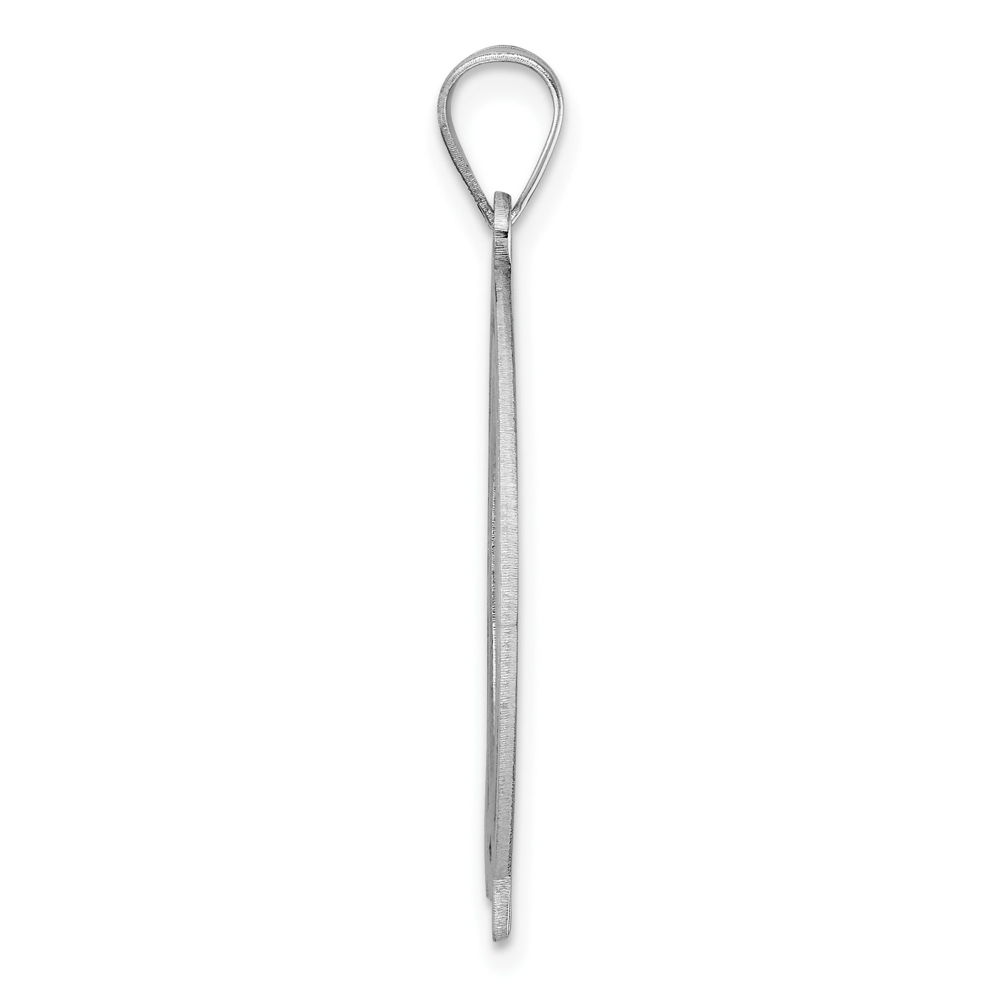 Large Sterling Silver Rhodium-plated Fancy Script Letter Q Initial Pendant