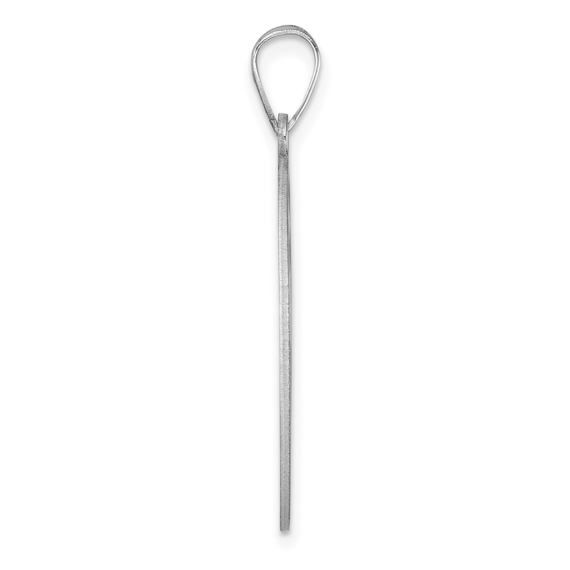 Large Sterling Silver Rhodium-plated Fancy Script Letter R Initial Pendant