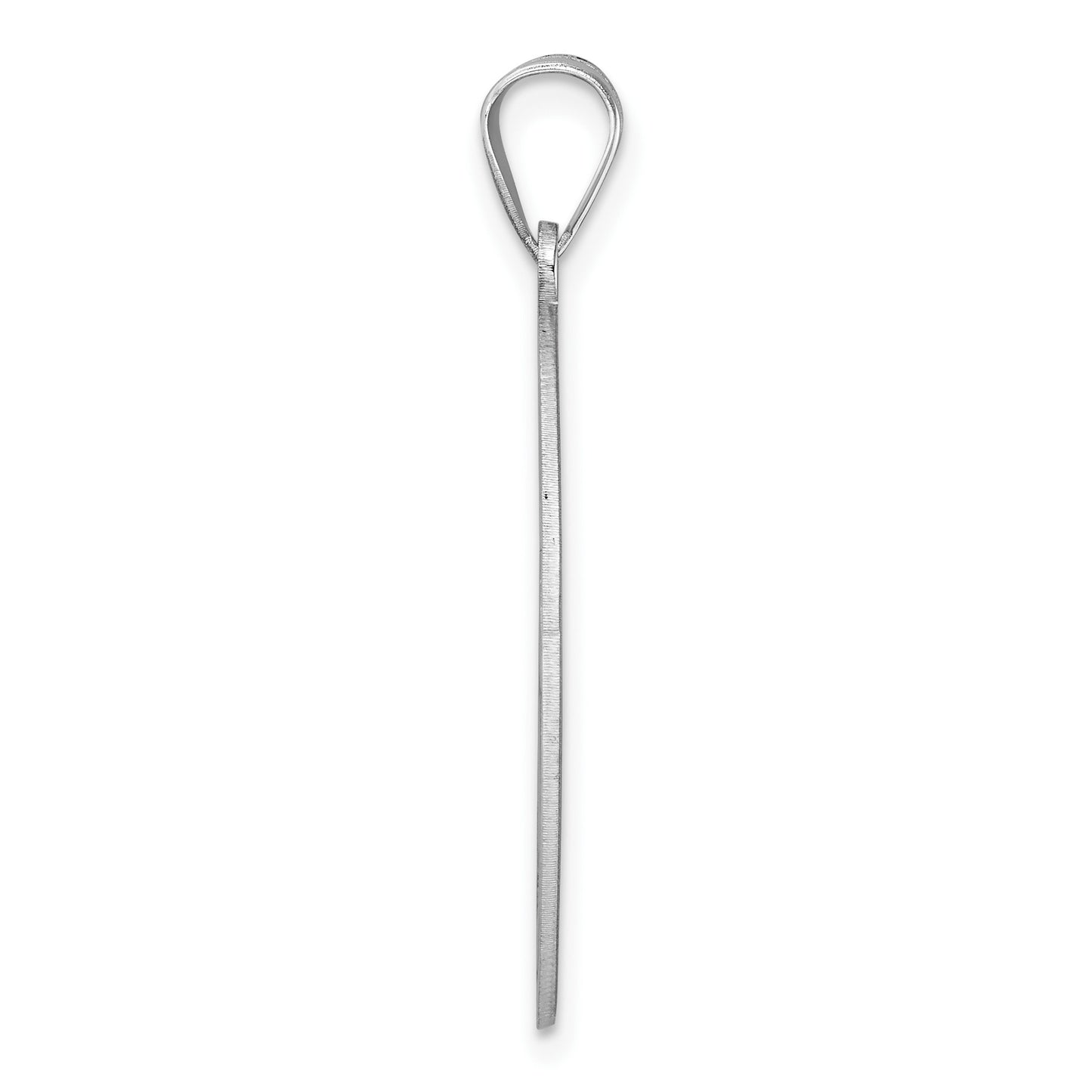 Large Sterling Silver Rhodium-plated Fancy Script Letter S Initial Pendant