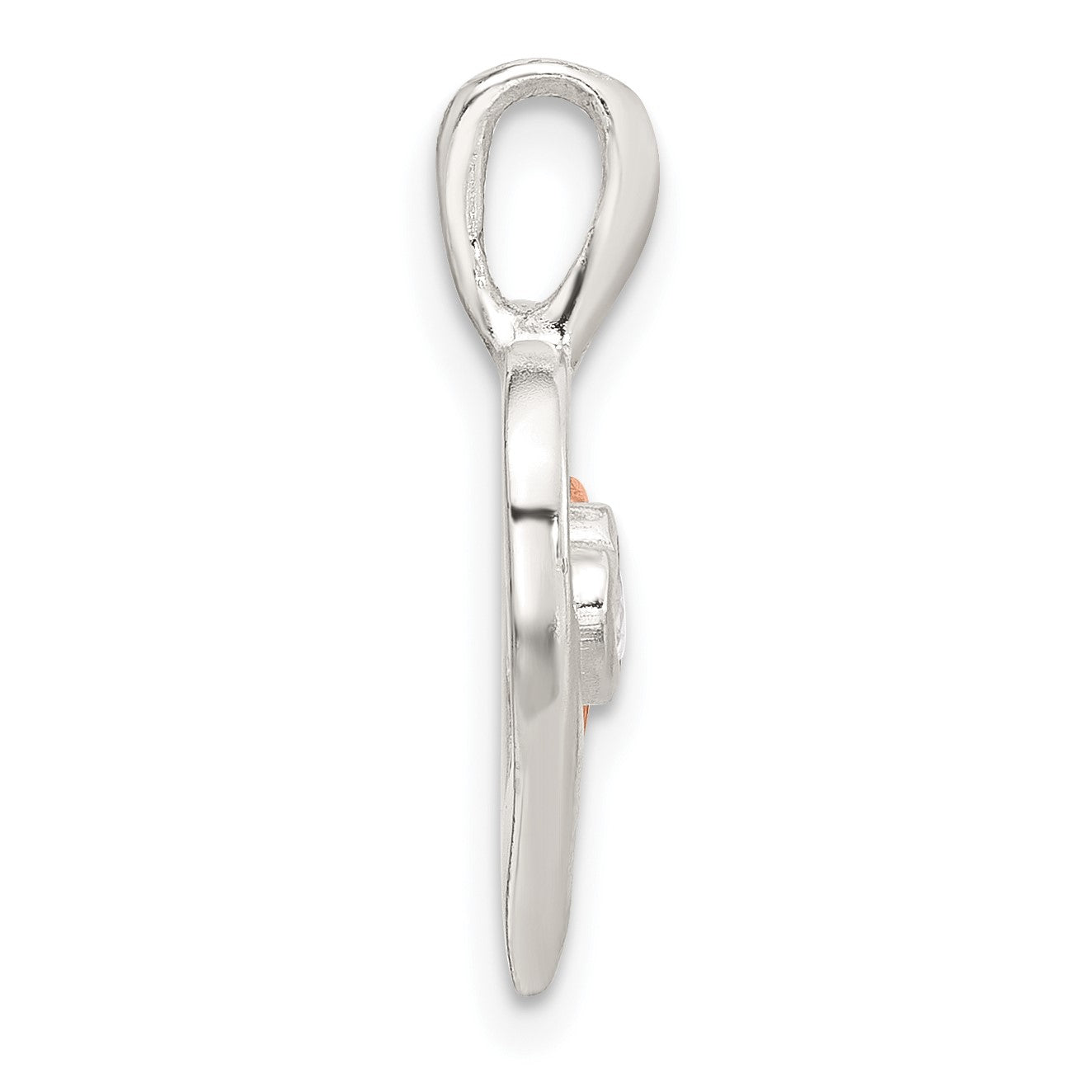 Sterling Silver E-Coat and Rose-tone CZ Hearts Pendant