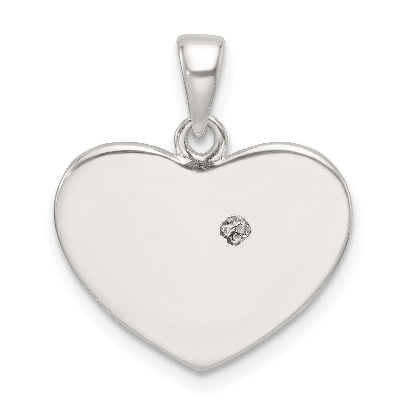 Sterling Silver Rose-tone Polished and Glitter Fabric CZ Heart Pendant