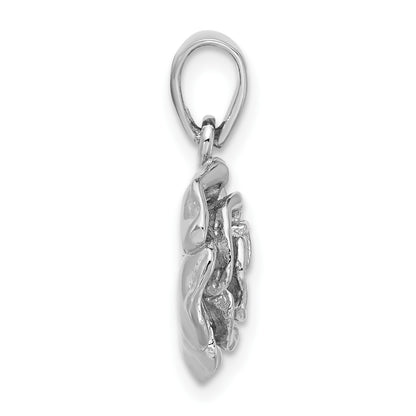 Sterling Silver Rhodium-plated CZ Flower Pendant