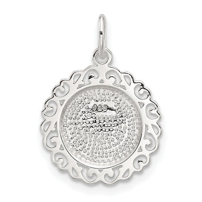 Sterling Silver E-coated Rose Charm