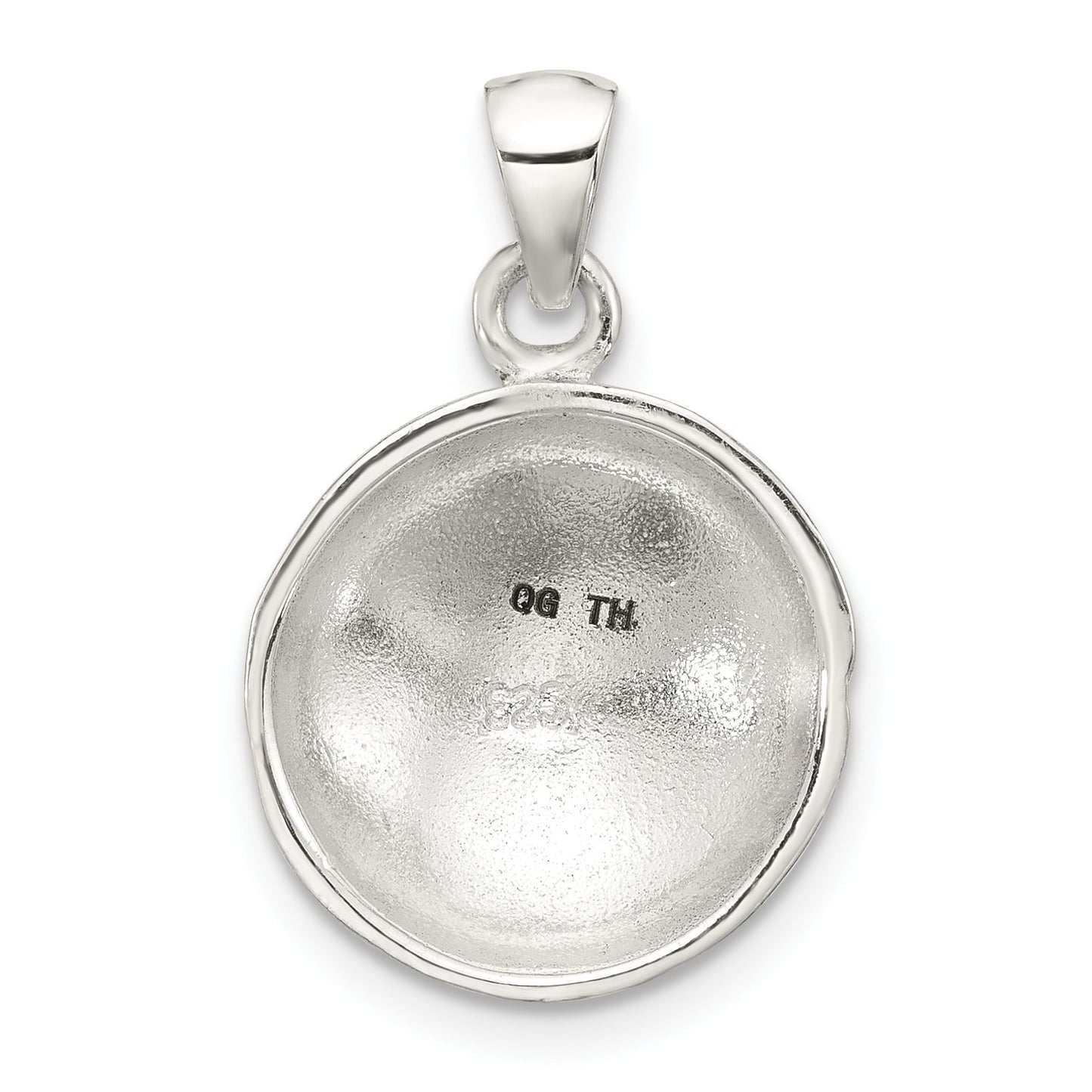 Sterling Silver Polished Textured Domed Flower Pendant