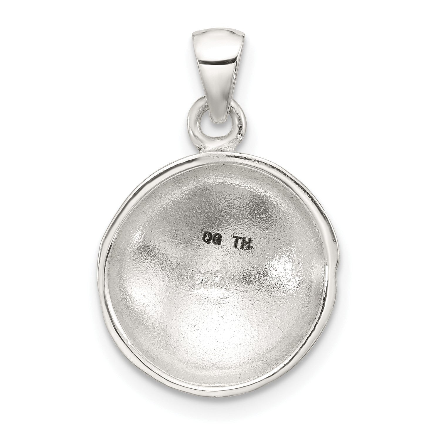 Sterling Silver Polished Textured Domed Flower Pendant