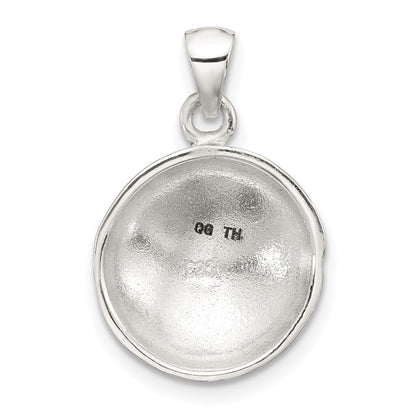 Sterling Silver Polished Textured Domed Flower Pendant