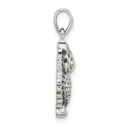 Sterling Silver Polished and Antiqued Owl Pendant