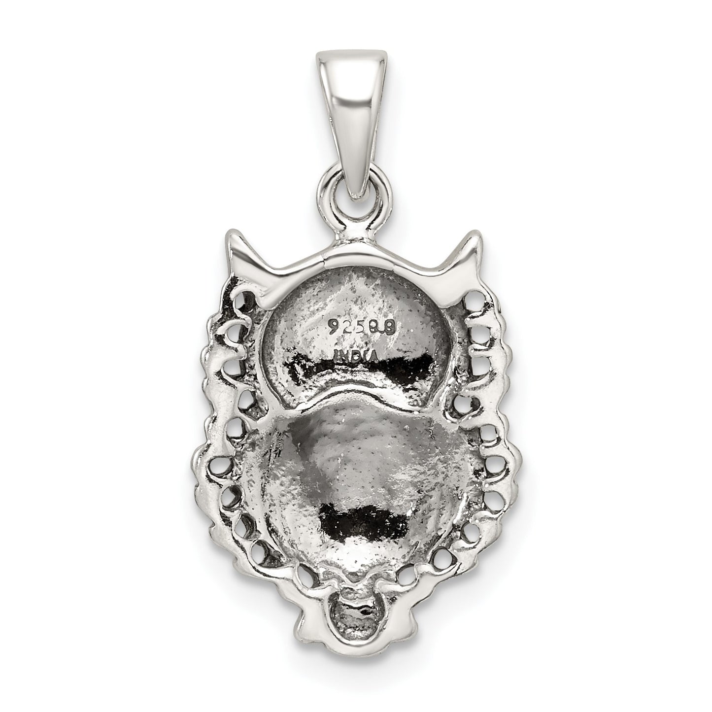 Sterling Silver Polished and Antiqued Owl Pendant