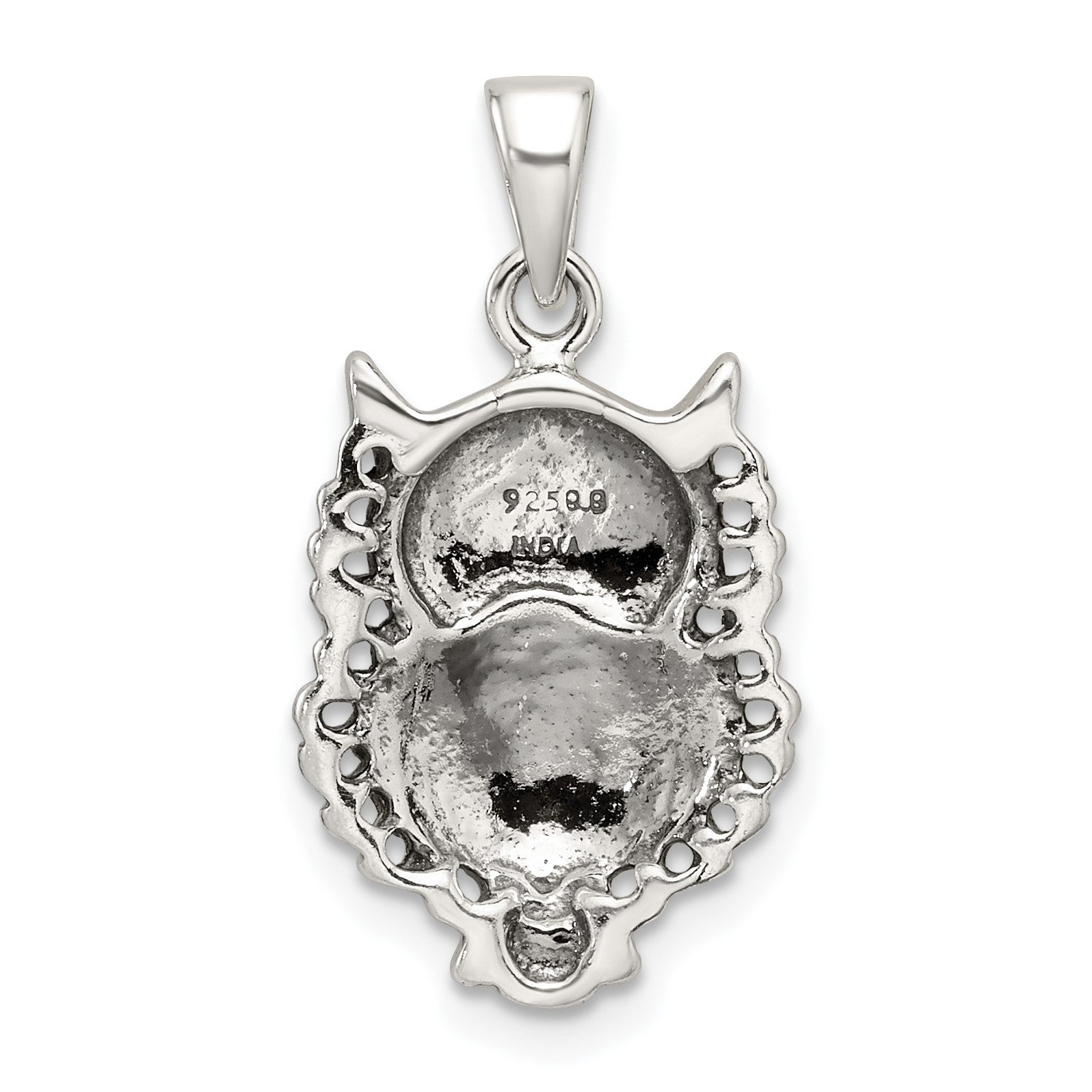 Sterling Silver Polished and Antiqued Owl Pendant