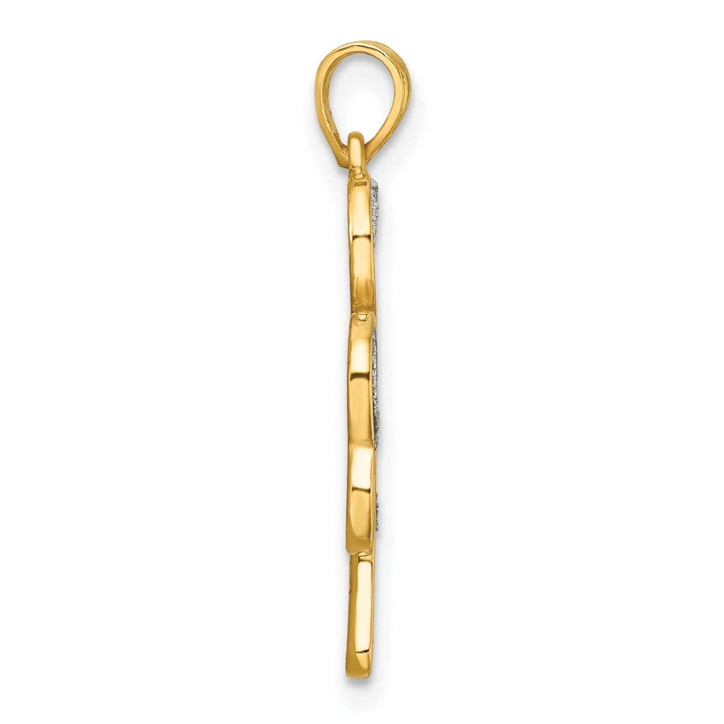 Sterling Silver Polished Gold-tone Glitter Paper Clover Pendant