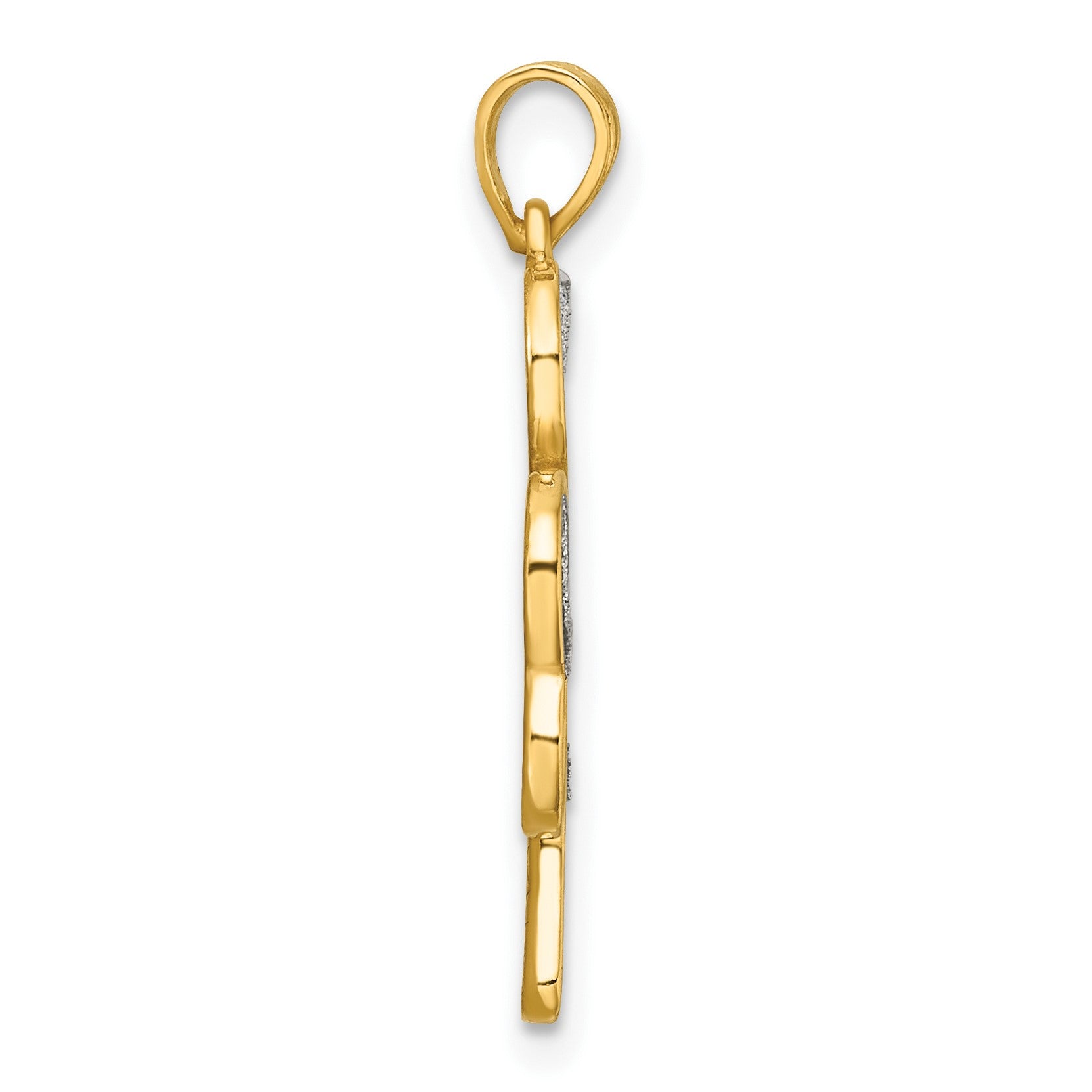 Sterling Silver Polished Gold-tone Glitter Paper Clover Pendant