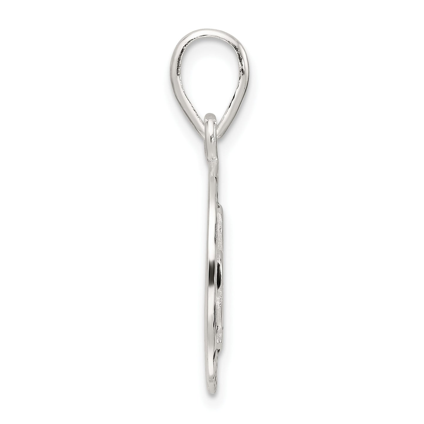 Sterling Silver Polished Enamel Luck with Clover Round Pendant