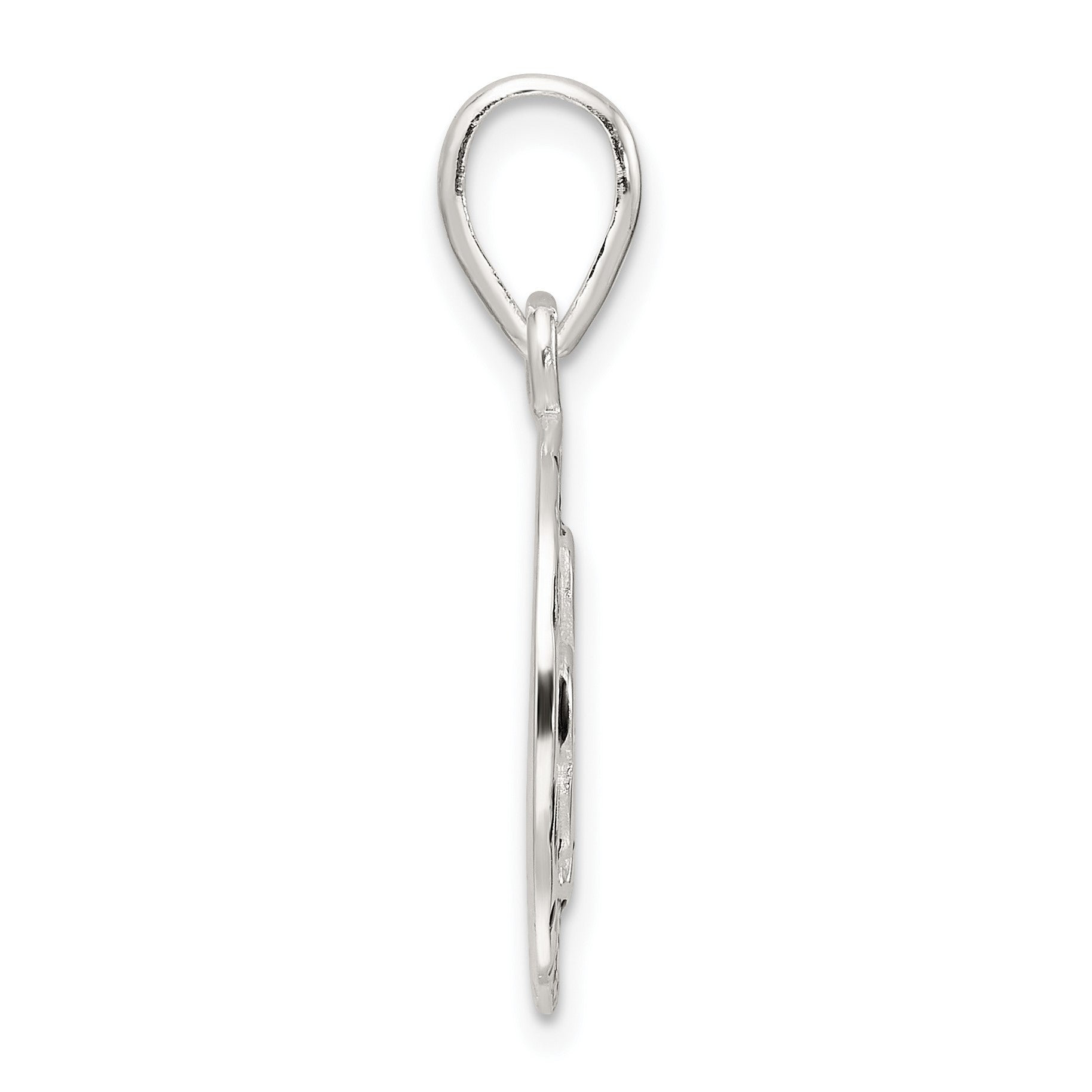 Sterling Silver Polished Enamel Luck with Clover Round Pendant