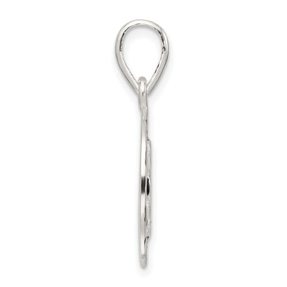Sterling Silver Polished Enamel Luck with Clover Round Pendant