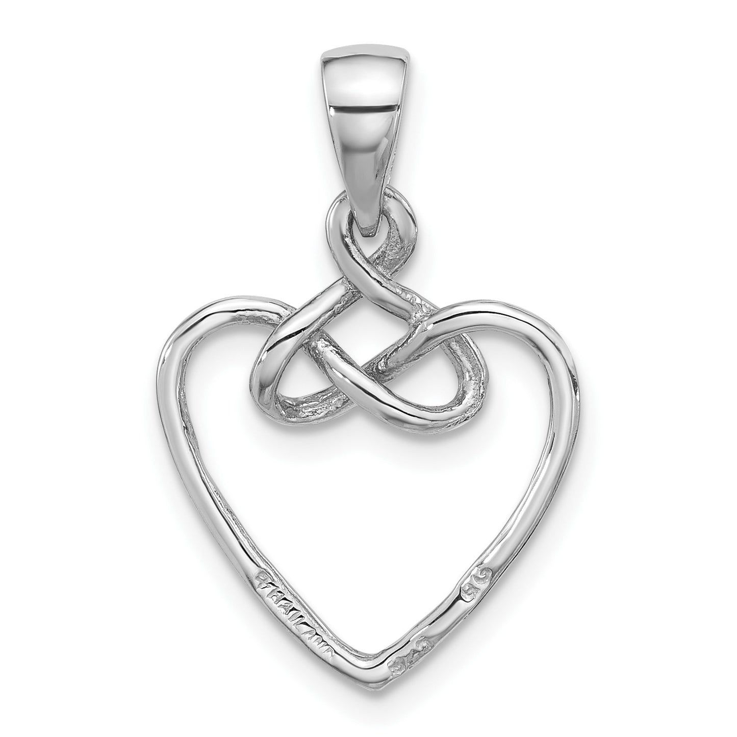 Sterling Silver Rhodium-Plated Polished Fancy Open Heart Pendant