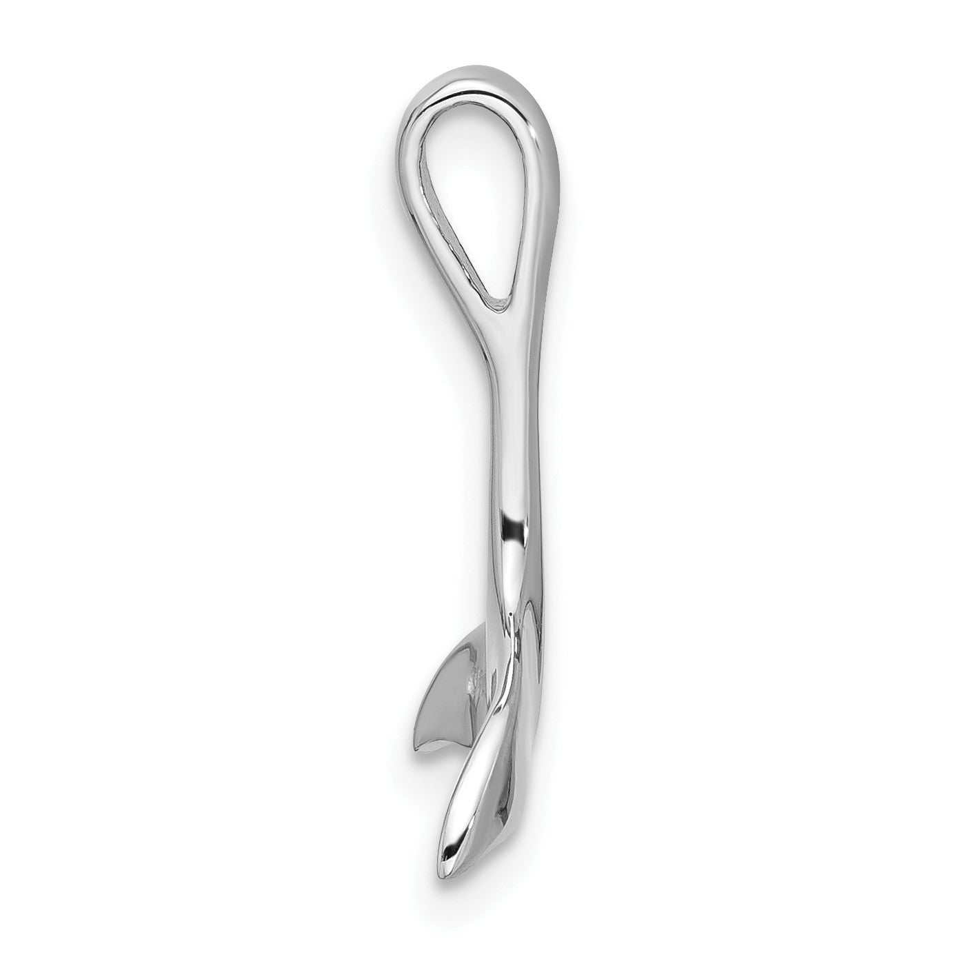 Sterling Silver Rhodium-Plated Polished Whale Tail Chain Side