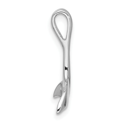 Sterling Silver Rhodium-Plated Polished Whale Tail Chain Side