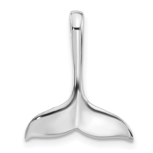 Sterling Silver Rhodium-Plated Polished Whale Tail Chain Side