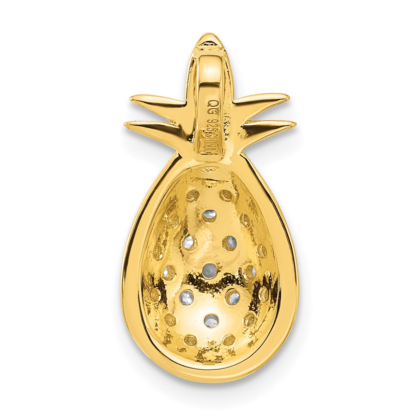 Pure Fire Sterling Silver Gold-tone CZ Pineapple Pendant