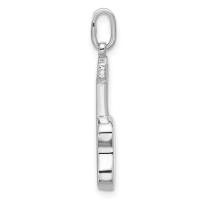 Sterling Silver Rhodium-plated Guitar Charm Pendant