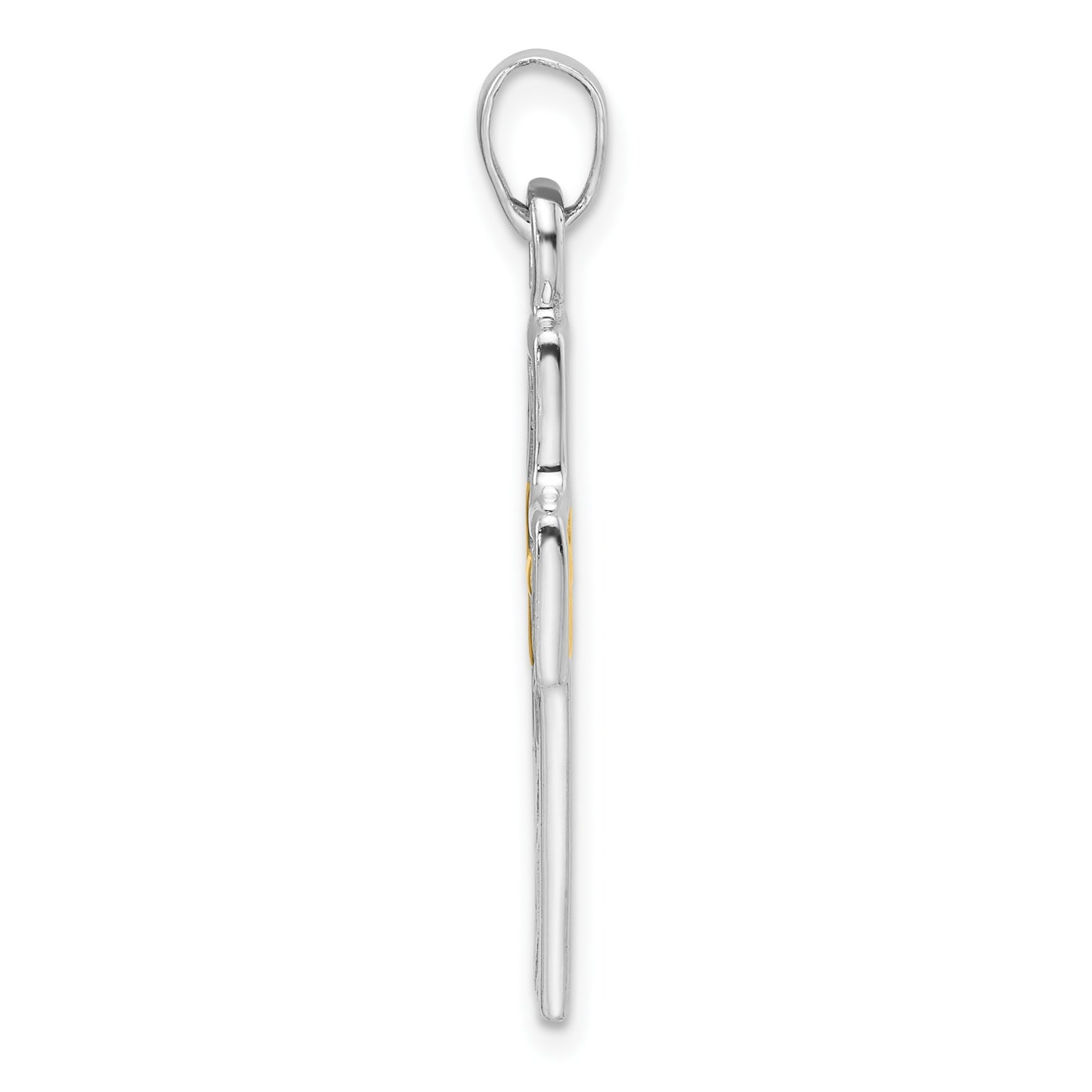 Sterling Silver Rhodium-plated and Gold-tone Reversible Cross Pendant