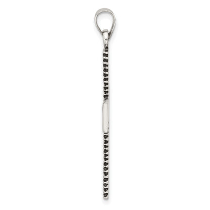 Sterling Silver Antiqued Solid Textured Cross Pendant