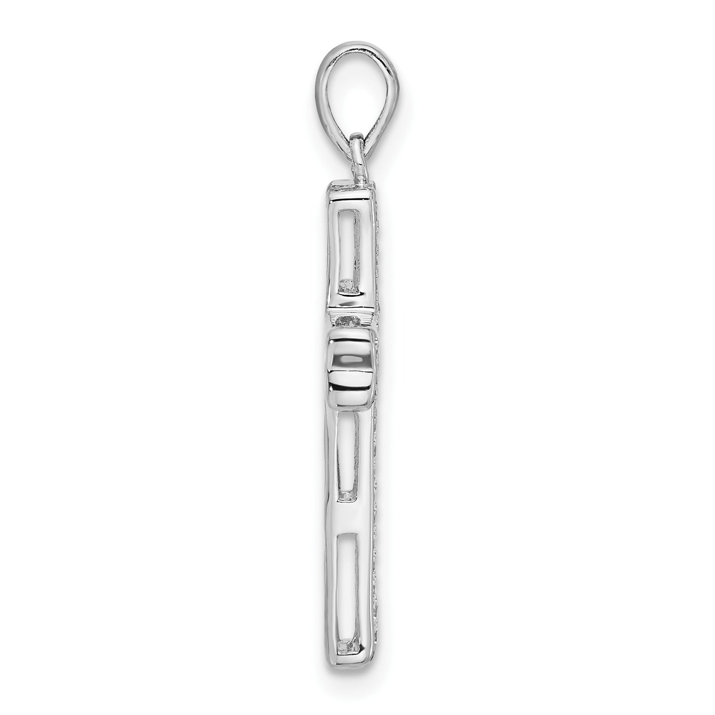 Sterling Silver Rhodium-plated Polished CZ Pave Cross Pendant