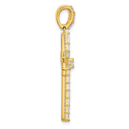 Sterling Silver Gold-tone CZ Latin Cross Pendant