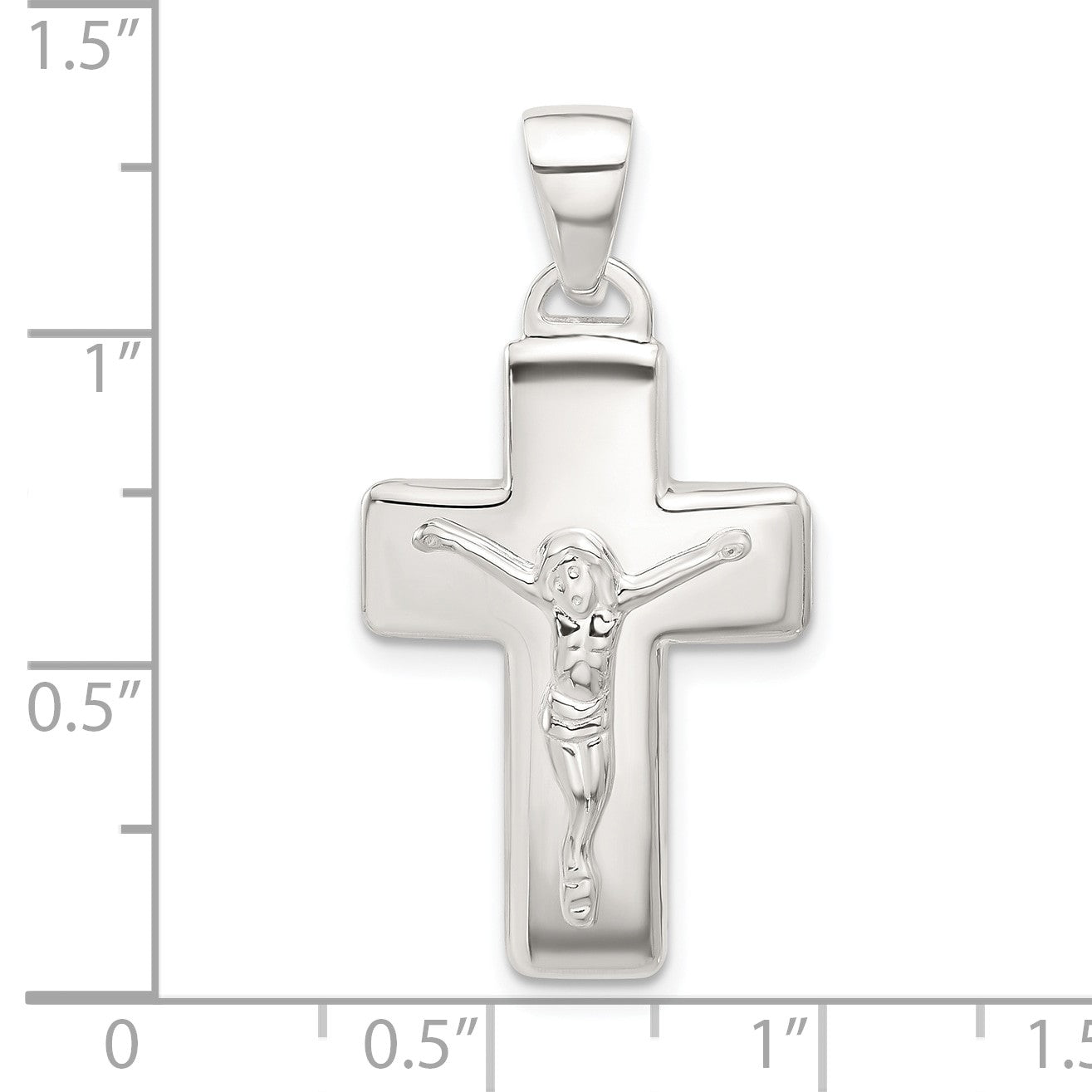 Sterling Silver Polished Crucifix Cross Pendant