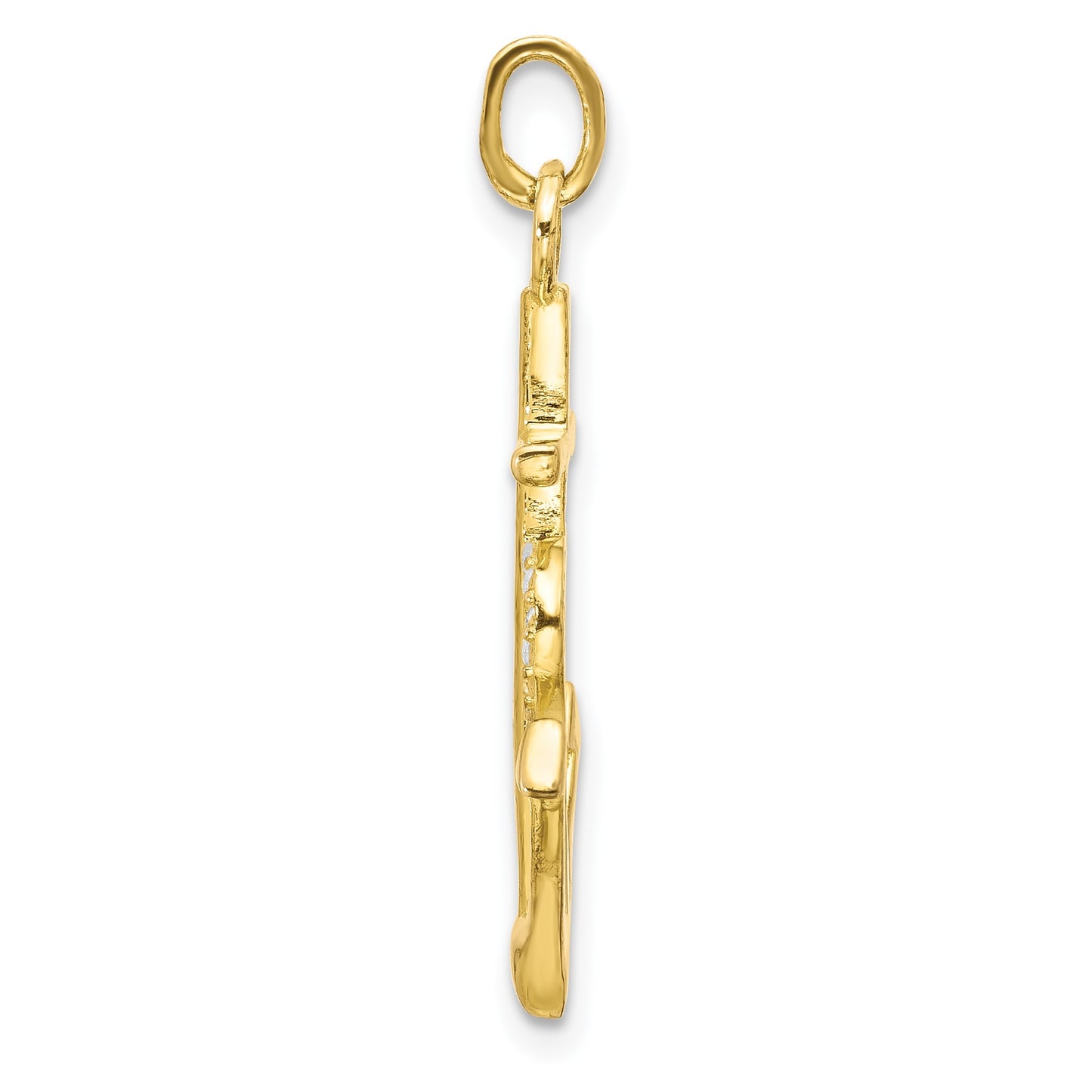 Sterling Silver Gold-tone Cross CZ Heart Anchor Pendant