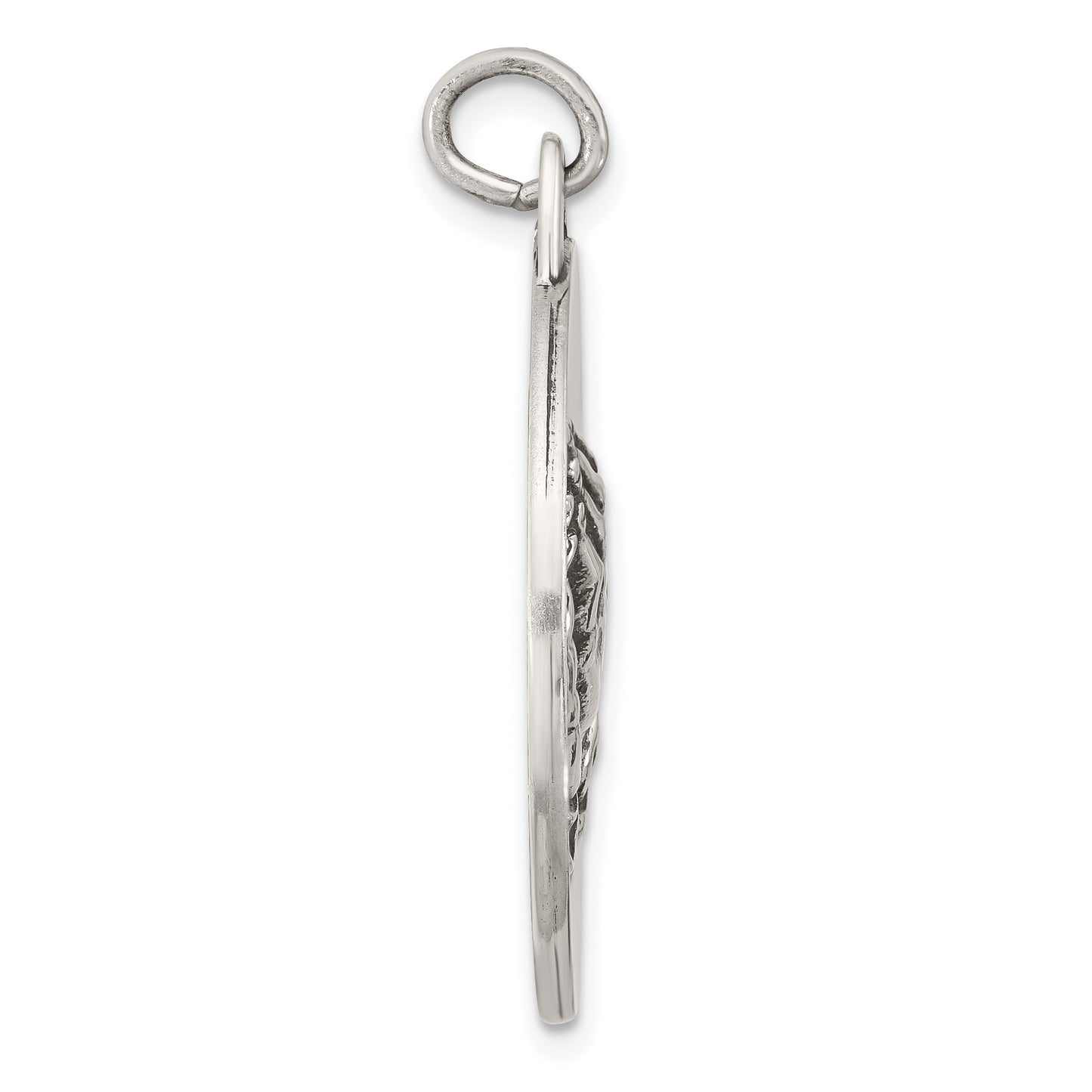 Sterling Silver Antiqued Solid Praying Hands Serenity Prayer Pendant