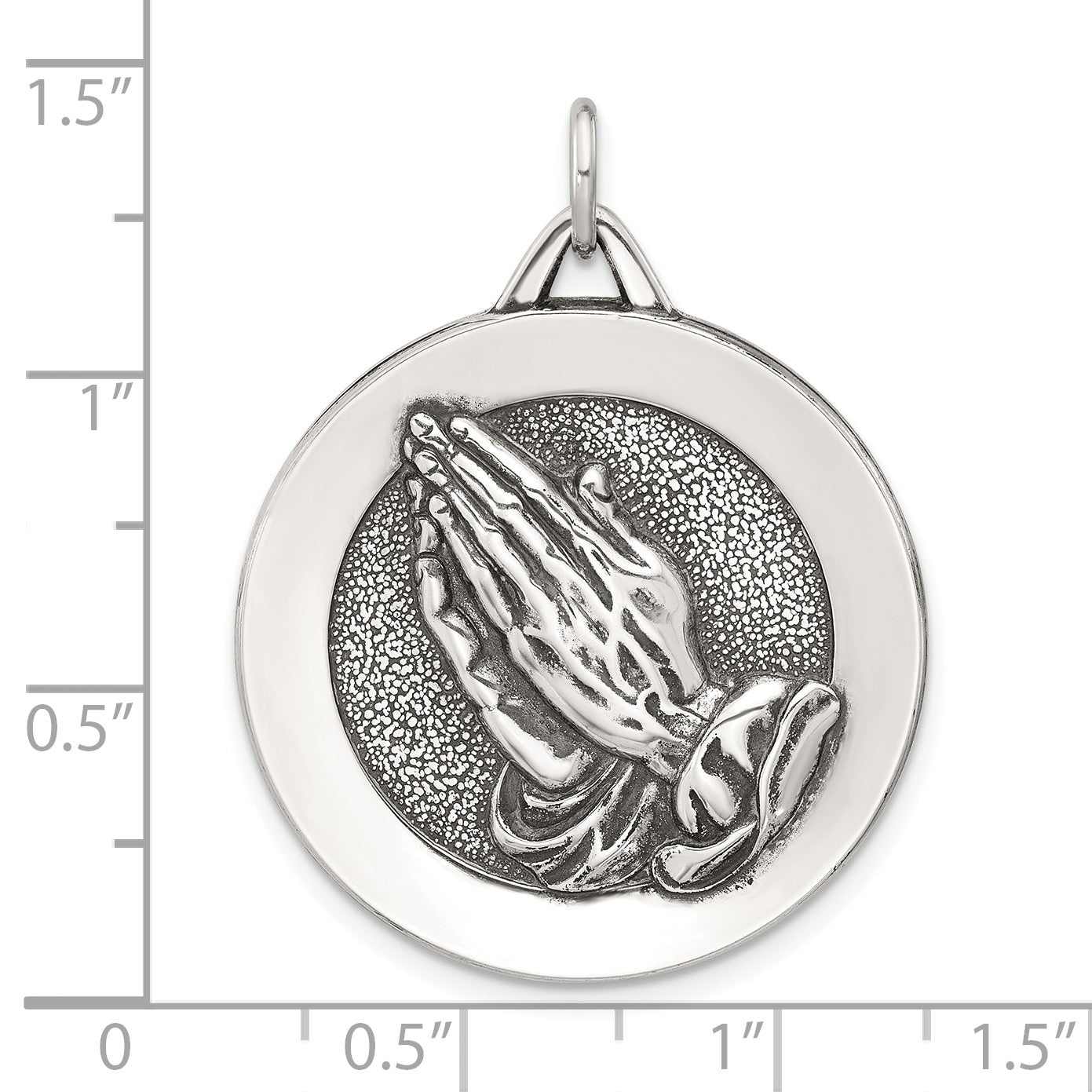 Sterling Silver Antiqued Solid Praying Hands Serenity Prayer Pendant