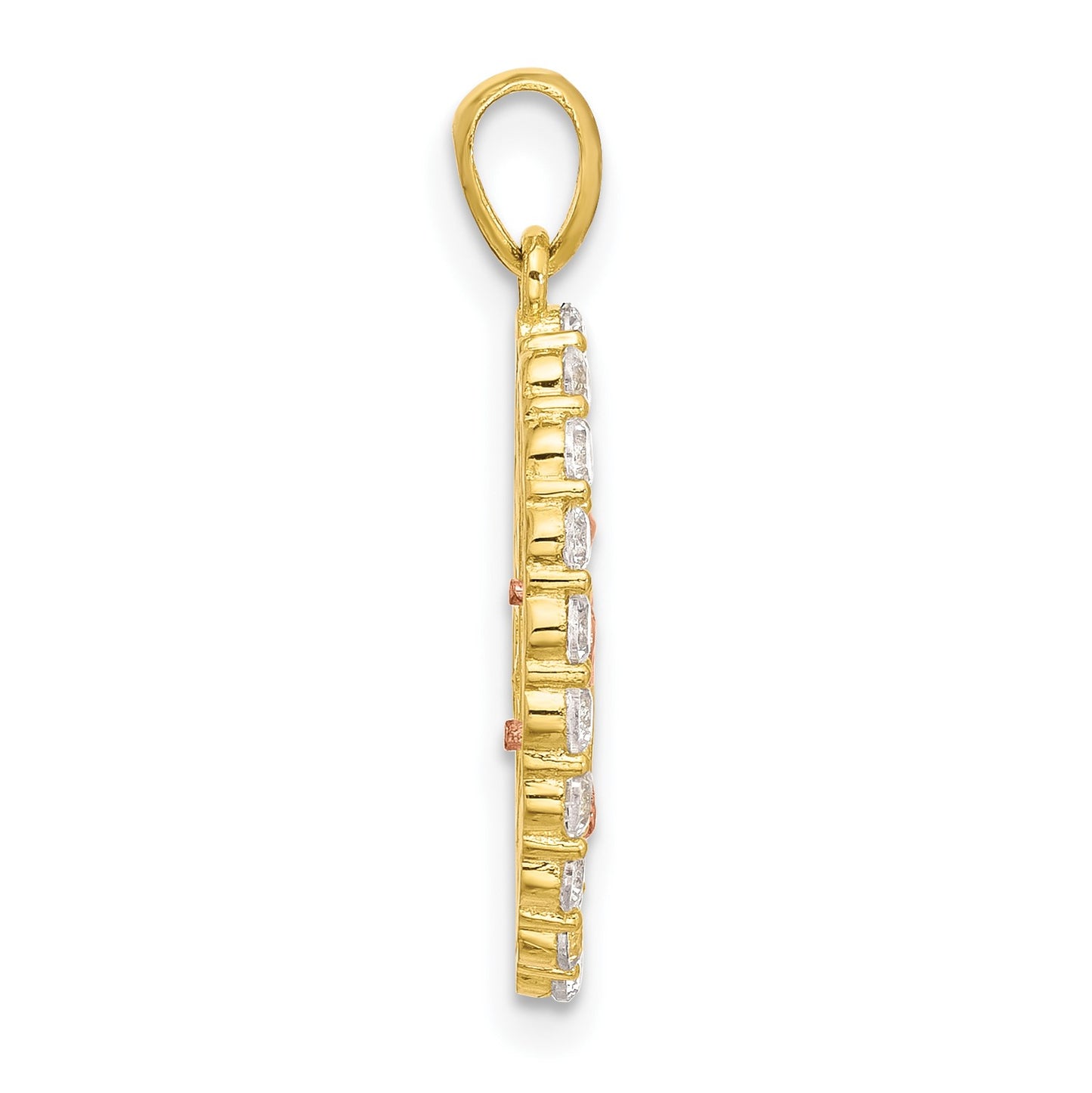 SS Gold and Rose-tone CZ Our Lady of Guadalupe Oval Pendant
