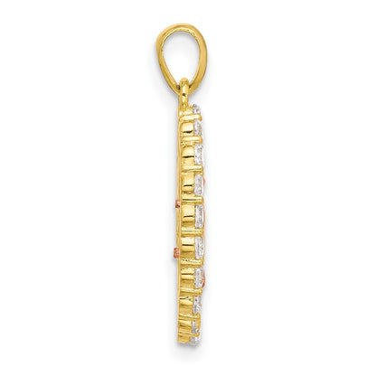 SS Gold and Rose-tone CZ Our Lady of Guadalupe Oval Pendant