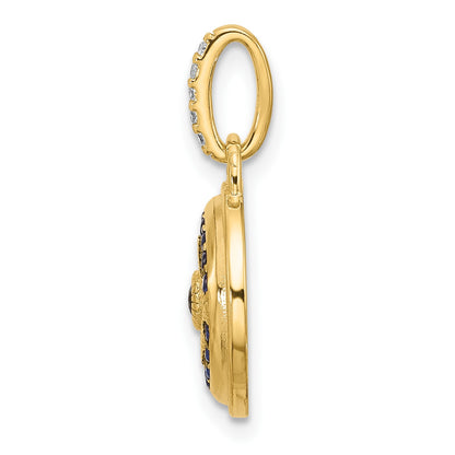 SS Gold-tone Black Rhodium CZ and Nano Crystal Evil Eye Pendant