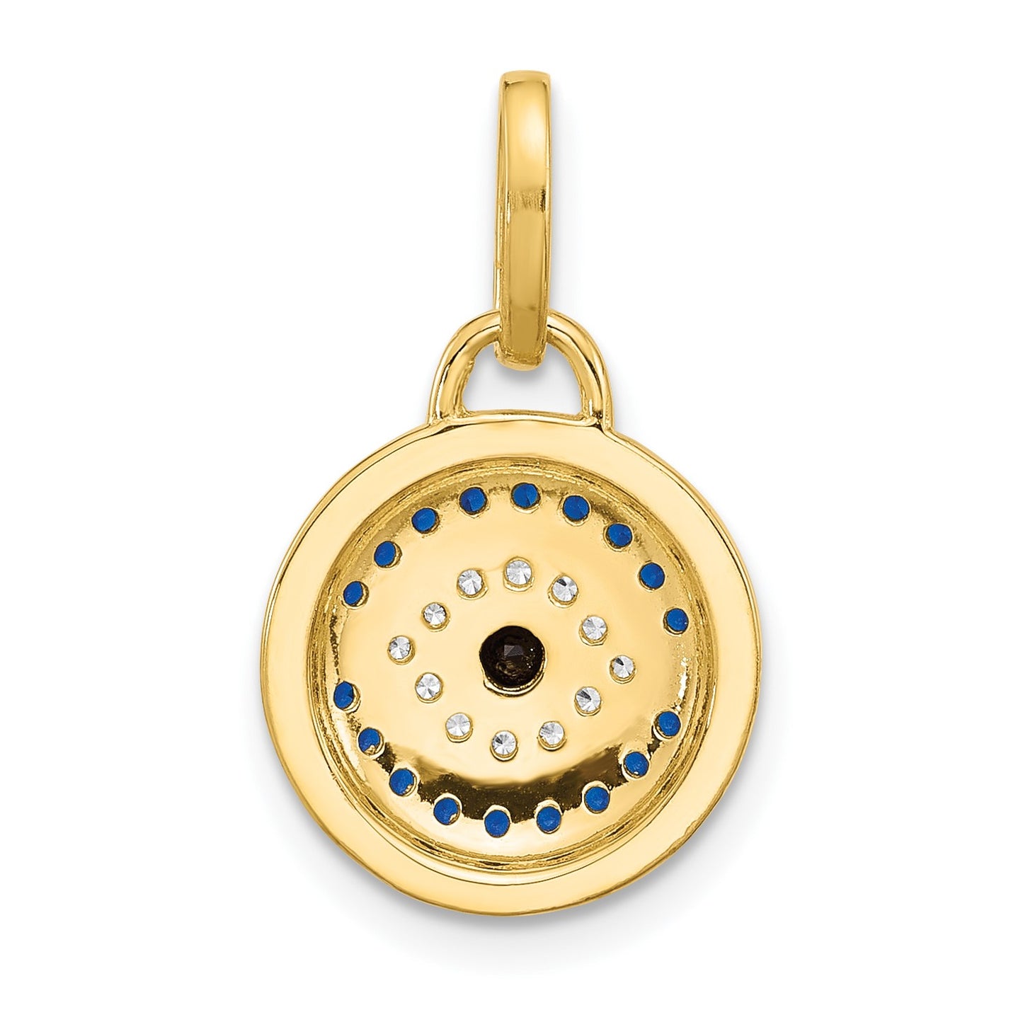 SS Gold-tone Black Rhodium CZ and Nano Crystal Evil Eye Pendant