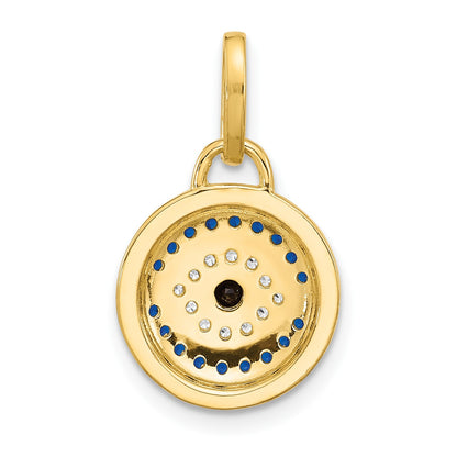 SS Gold-tone Black Rhodium CZ and Nano Crystal Evil Eye Pendant