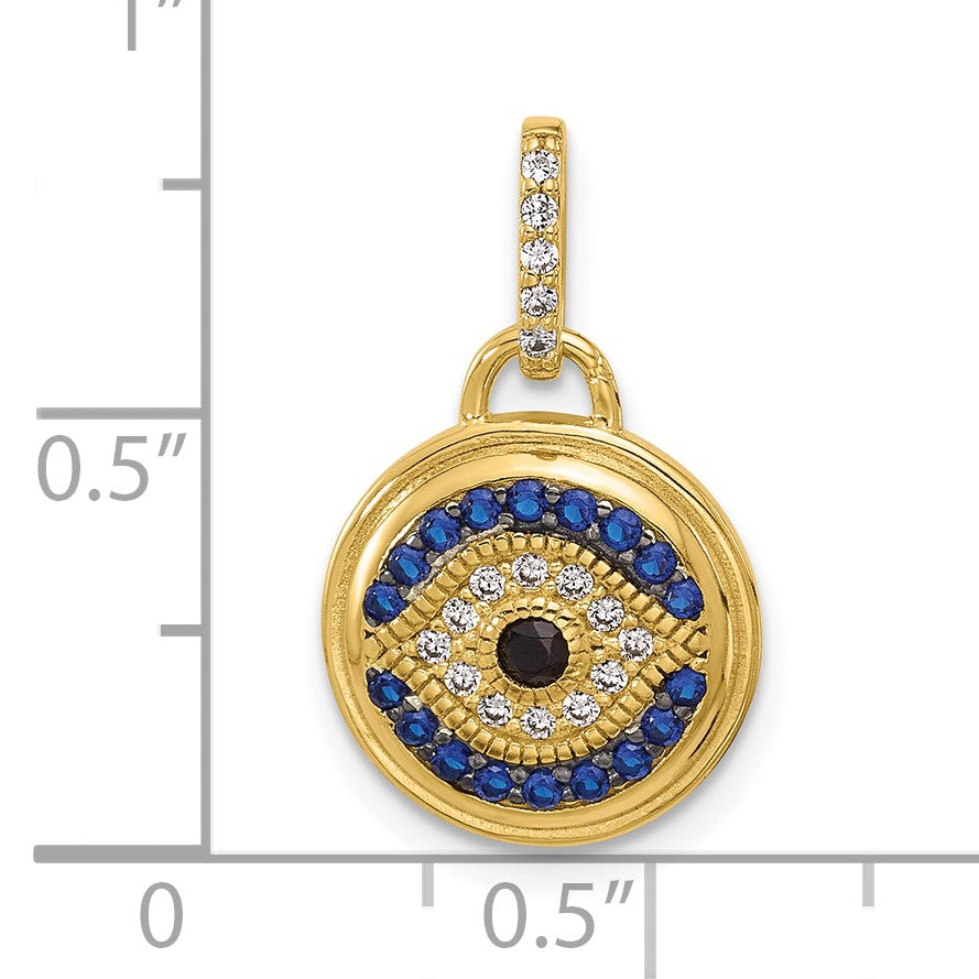 SS Gold-tone Black Rhodium CZ and Nano Crystal Evil Eye Pendant