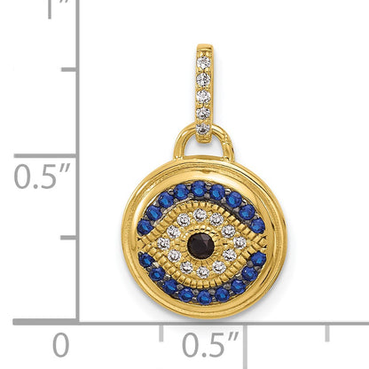 SS Gold-tone Black Rhodium CZ and Nano Crystal Evil Eye Pendant