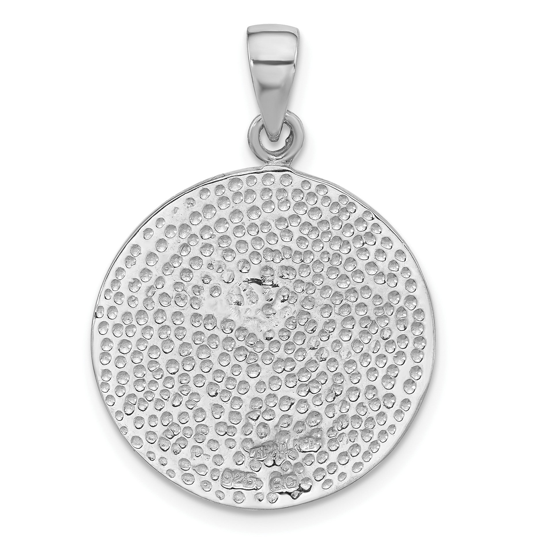 Sterling Silver Rhodium-Plated Polished Star of David in Tree Round Pendant