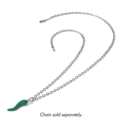 Sterling Silver Green Enamel Italian Horn Pendant