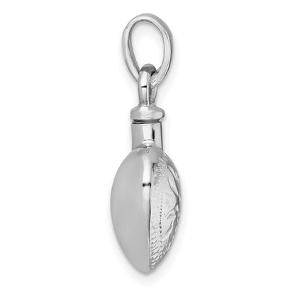 Sterling Silver Rhodium-plated Polished and Textured Heart with Leaves Ash Holder Pendant